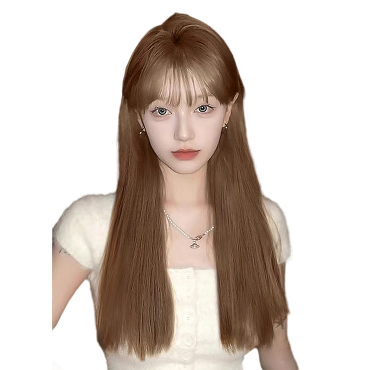 Thin style long straight hair wig Honey Tea Linen 1 each