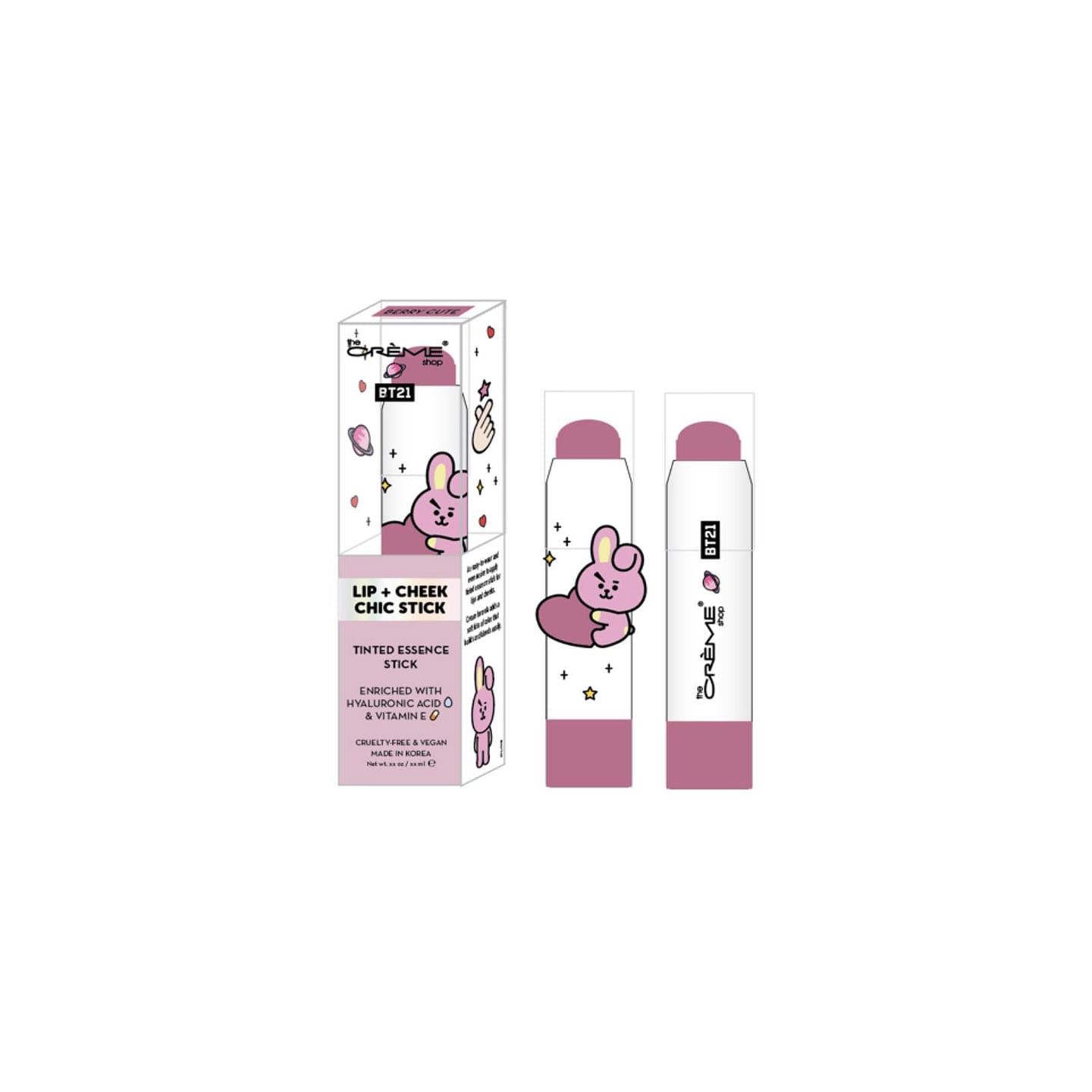 THE CREME SHOP Tinted Essence Stick Lip & Cheek - BT21 Cooky Berry Cutie 1 each