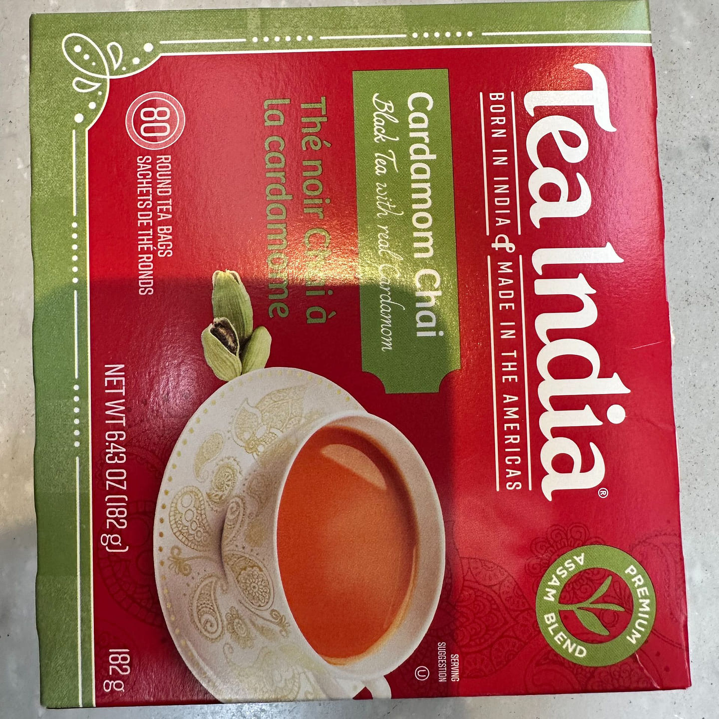Tea India Cardamom Chai Bags 80 count