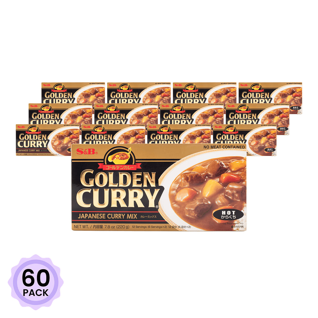 S&B Golden Curry Japanese Curry Mix, Hot 7.8 oz*60 pack