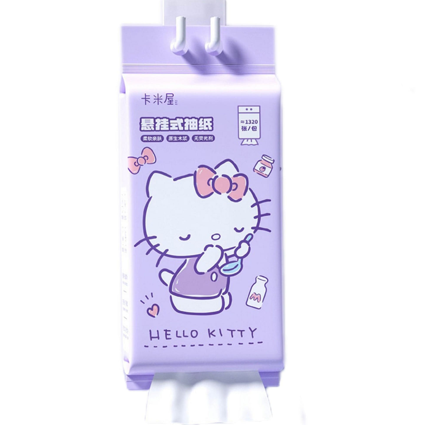 Sanrio Family Pack 1320 Four-Ply Thickened Toilet Paper- Purple Hello Kitty1 Bag 1 each