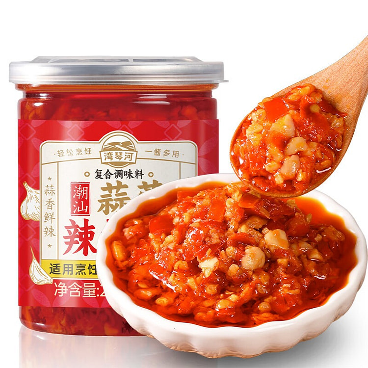 湾琴河 潮汕蒜蓉辣椒酱 蒜泥酱辣椒酱火锅烧烤蘸料 200 克