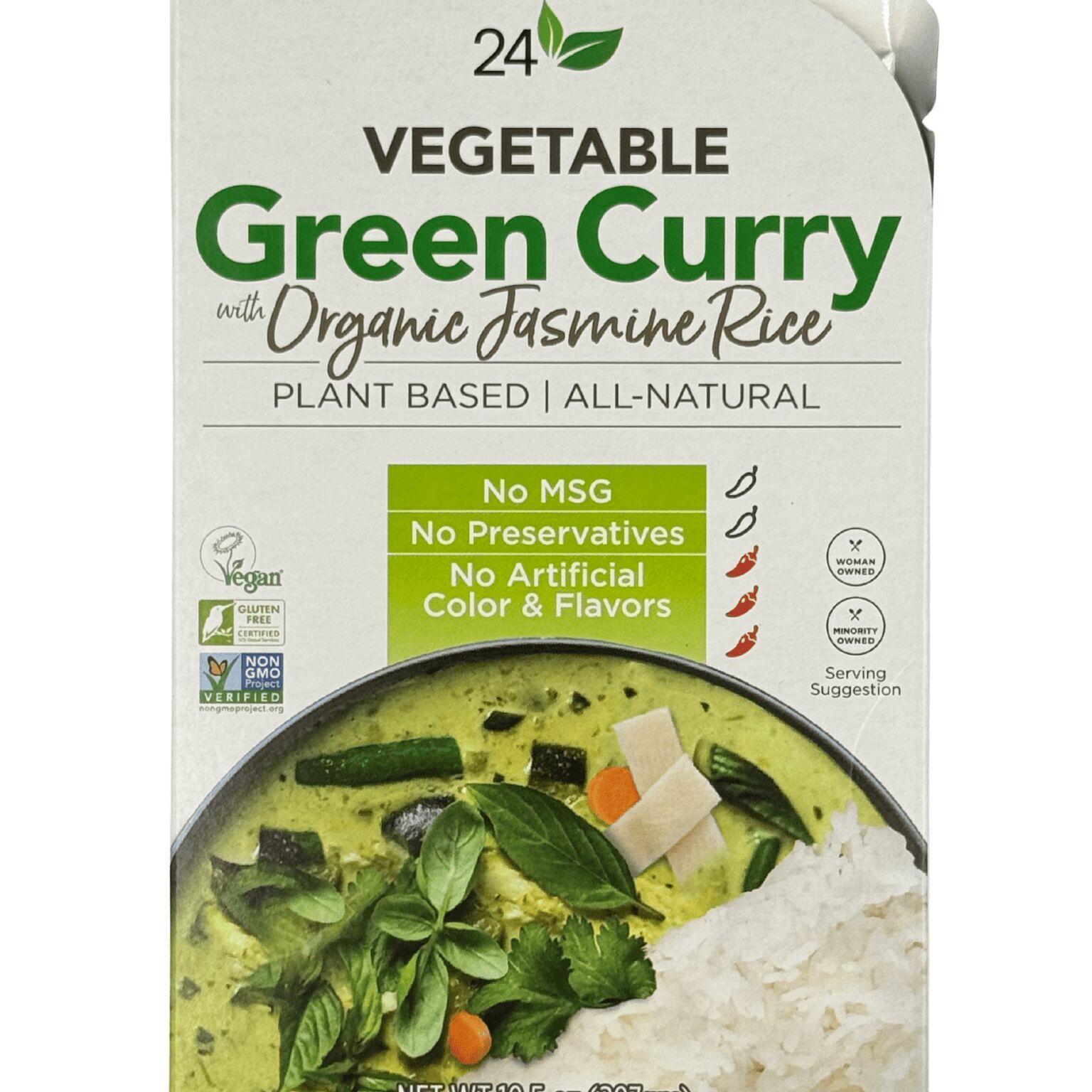 24Vegan Vegetable Green Curry with Organic Jasmine Rice - 100% Vegan, Non - GMO 10.5 oz