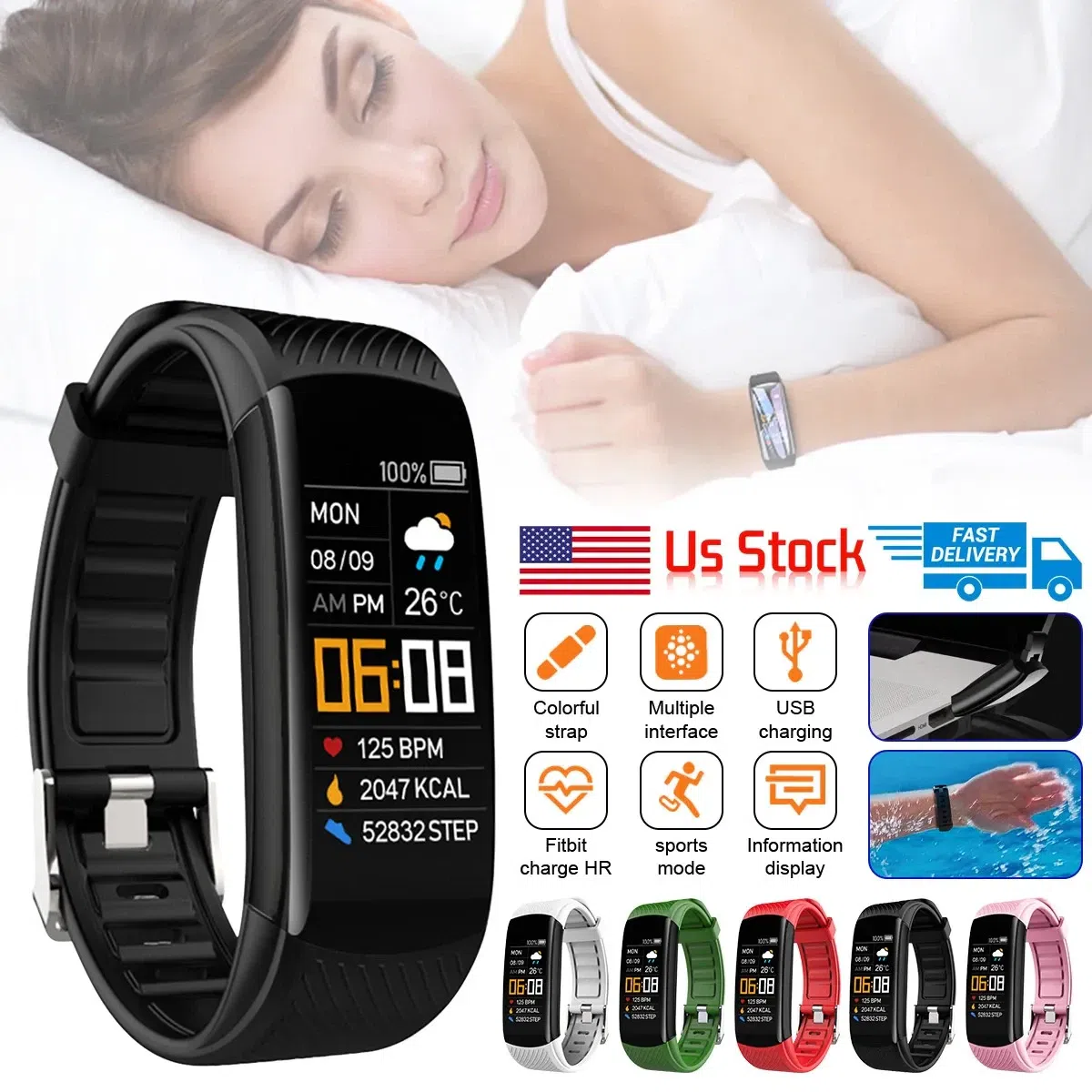 Fitness Smart Watch Activity Tracker Heart Rate Fo 1 box