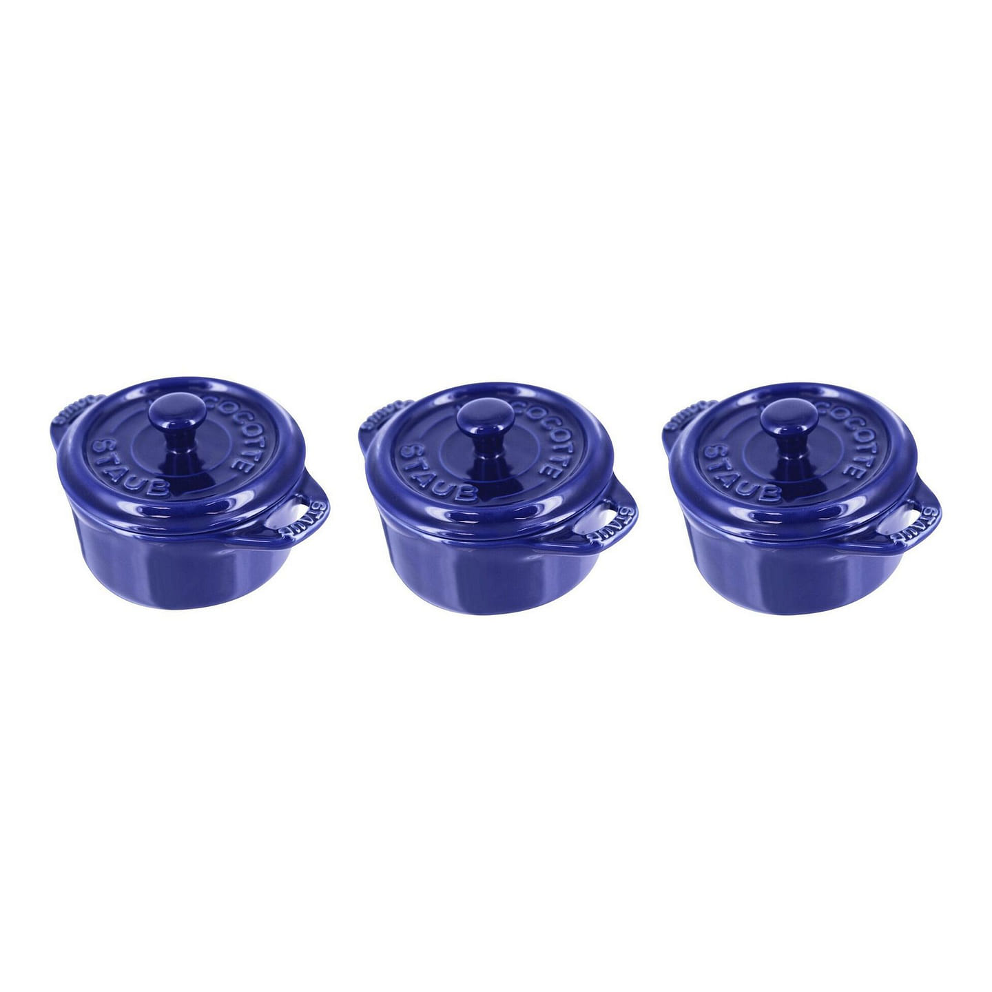 STAUB Ceramic 3-pc Mini Round Cocotte Set 3-pc / Dark Blue 1 each