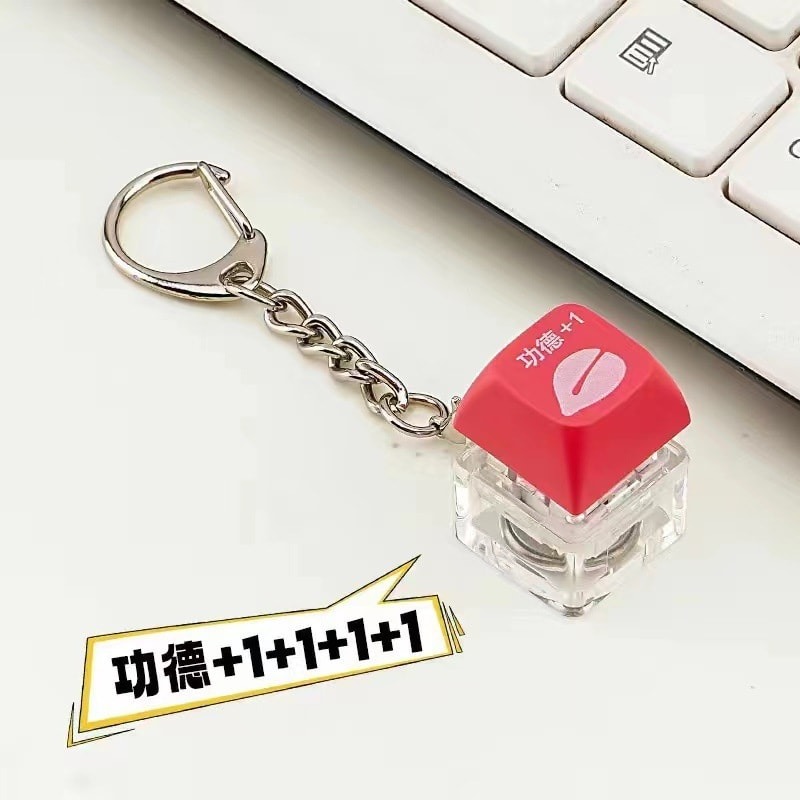 Keycap Keychain Glowing Backpack Pendant Wooden Fish Stress Relief