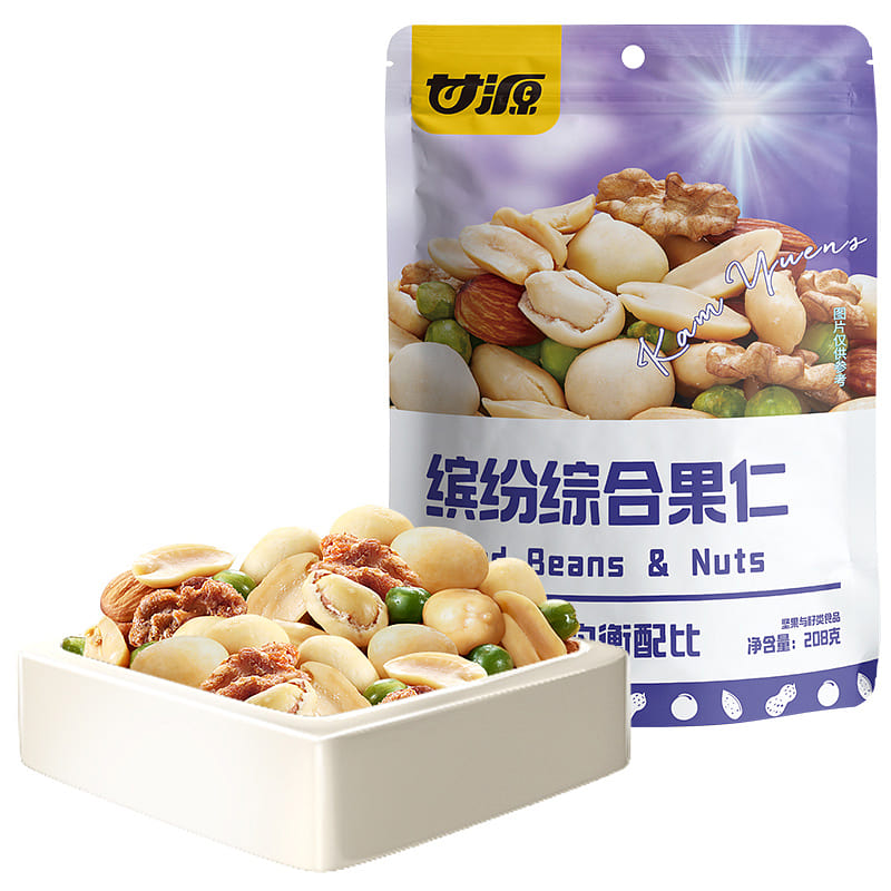 Mixed nuts, mixed nuts, green beans 208g*1 bag 208 g