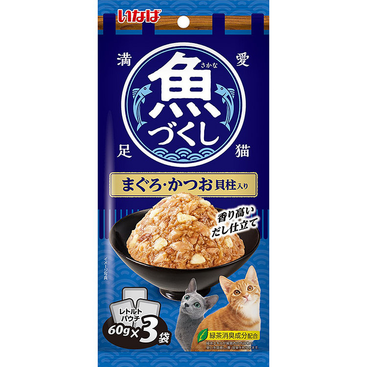 伊纳宝 猫咪湿粮 金枪鱼、鲣鱼和扇贝 60g×3包 1 份