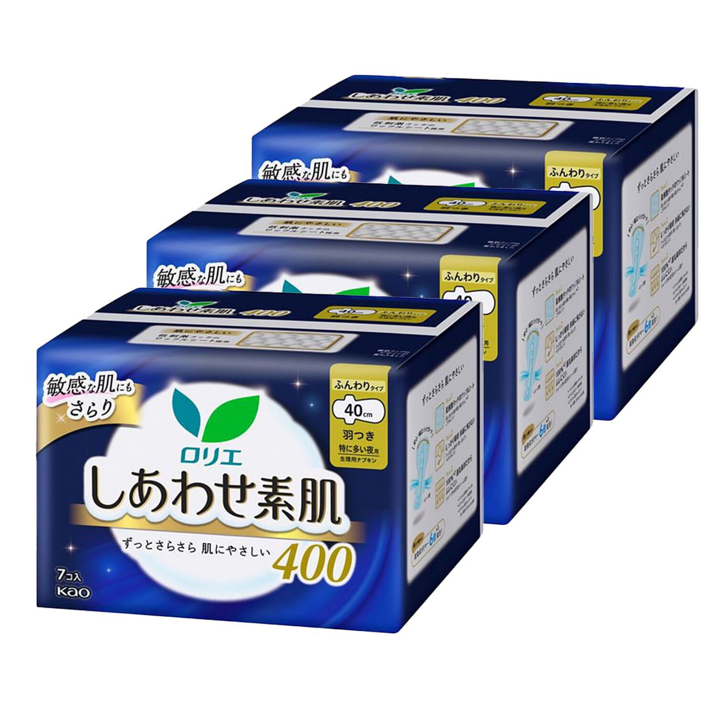 Kao Laurier Overnight Sanitary Napkins 40cm 21 pcs 3 pack