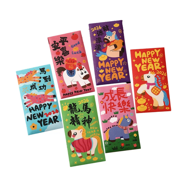 马年新款闪光卡通红包 长款-B款(6个装) 1 份