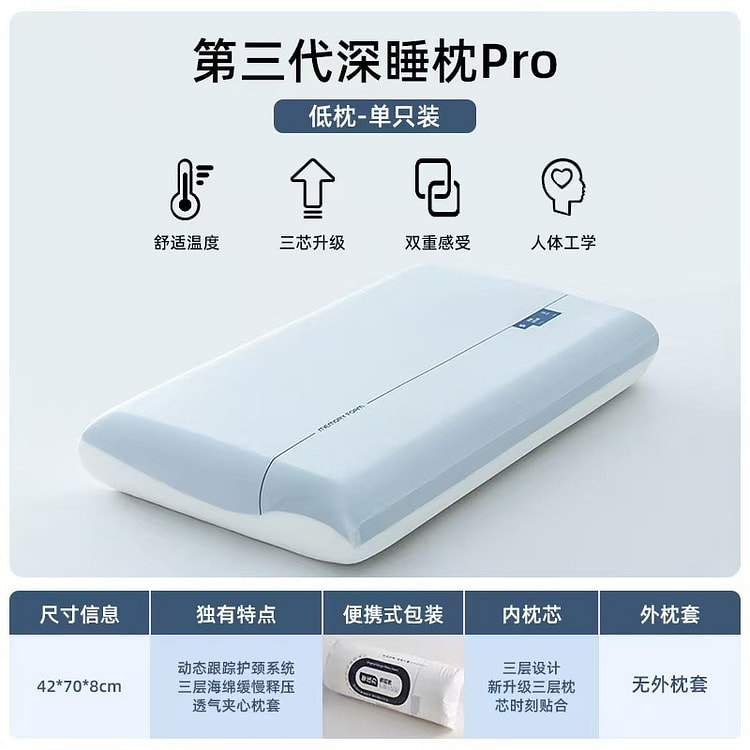 星球深睡枕pro三代零压慢回弹护颈助睡枕头（低枕） 1 个