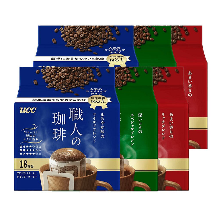 【超值6包】UCC挂耳滴滤式职人咖啡粉（3种风味） 756 克