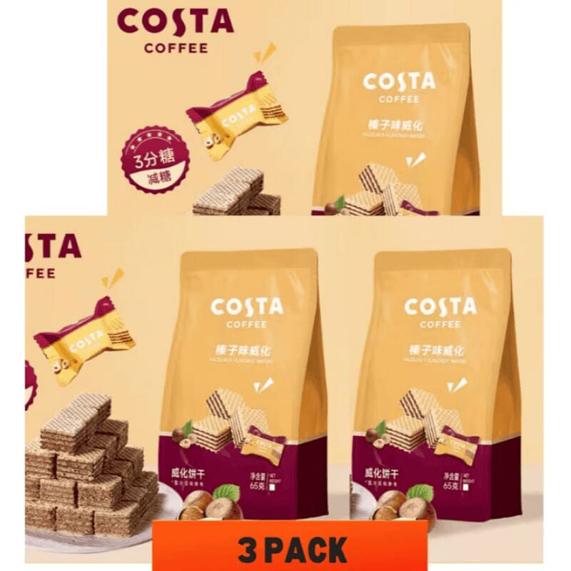 COSTA Wafer Biscuits Hazelnut Flavor 80g*3 Bags 80 g