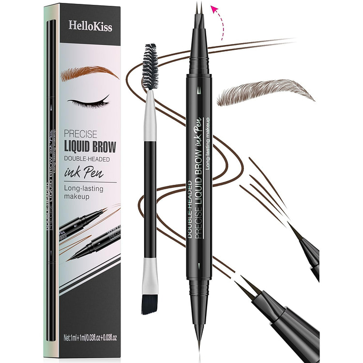2-Tip Double-Ended Eyebrow Pen with Eyebrow Brush 1 each