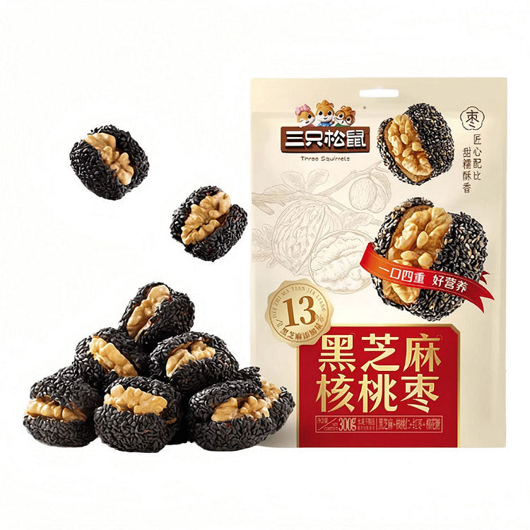 三只松鼠 黑芝麻核桃枣灰枣果干蜜饯  300*1袋 300 克