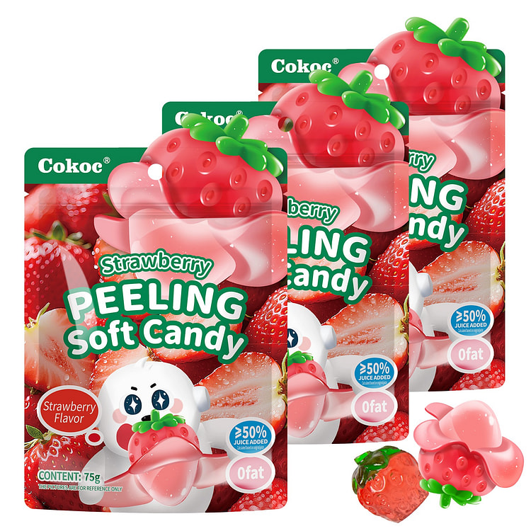 COKOC草莓剥皮软糖 (3包装) 7.9盎司 75 克