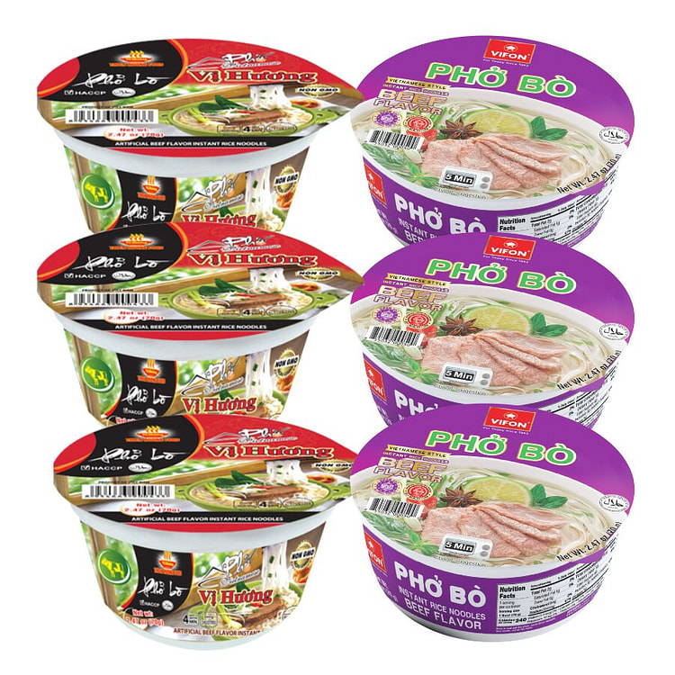 Vietnamese Beef Flavor Pho Variety Bowls Pack of 6