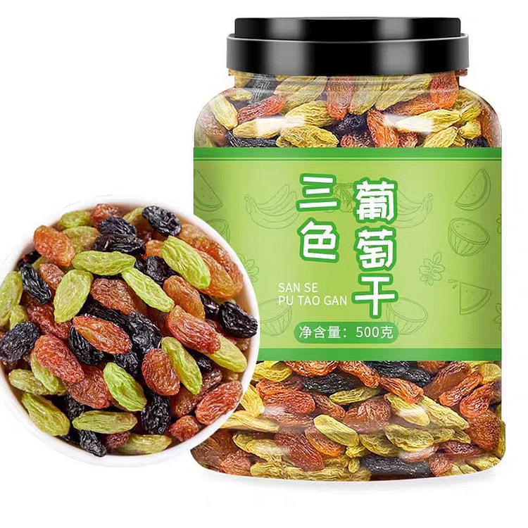 Three color raisins