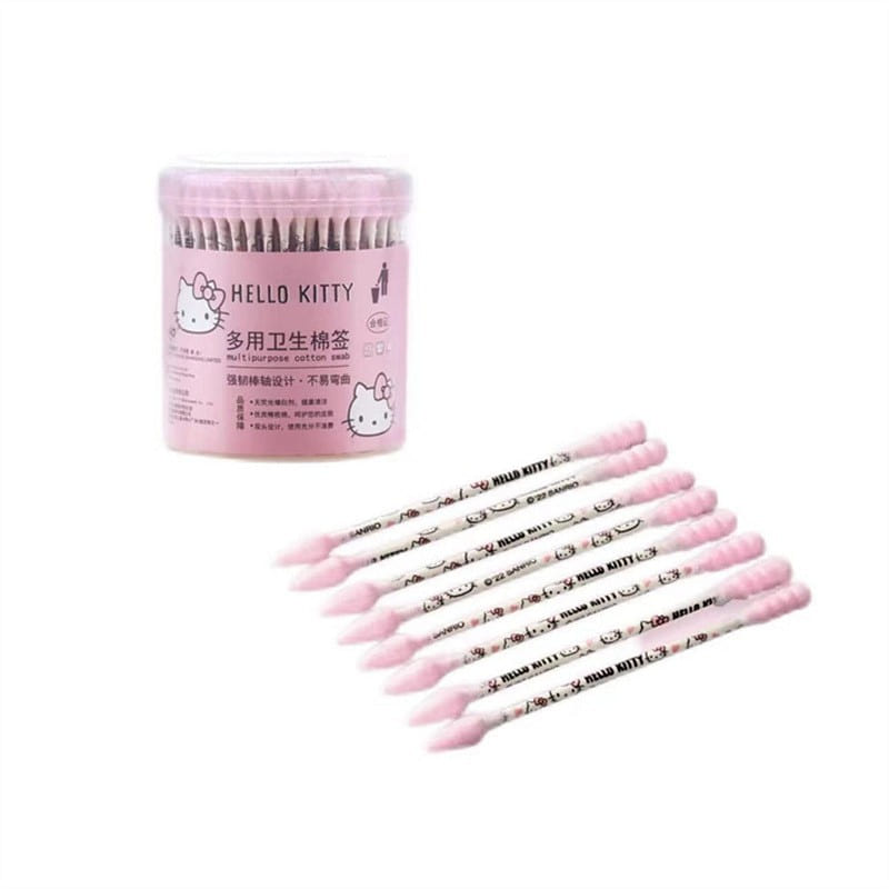 Sanrio Cartoon Double-Headed Spiral Cotton Swabs - Hello Kitty 1 Box 1 케이스