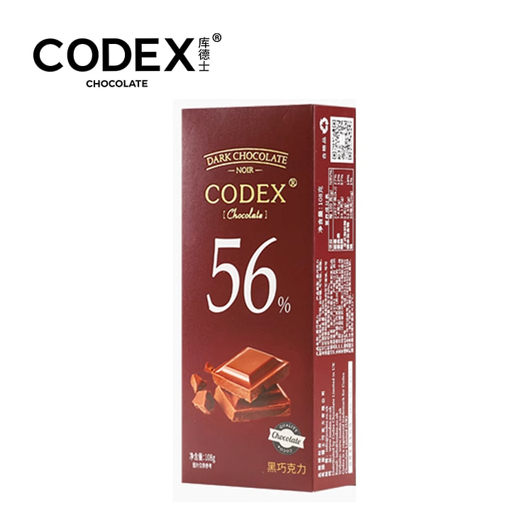 库德士黑巧克力块56%可可脂零食 108g*1盒