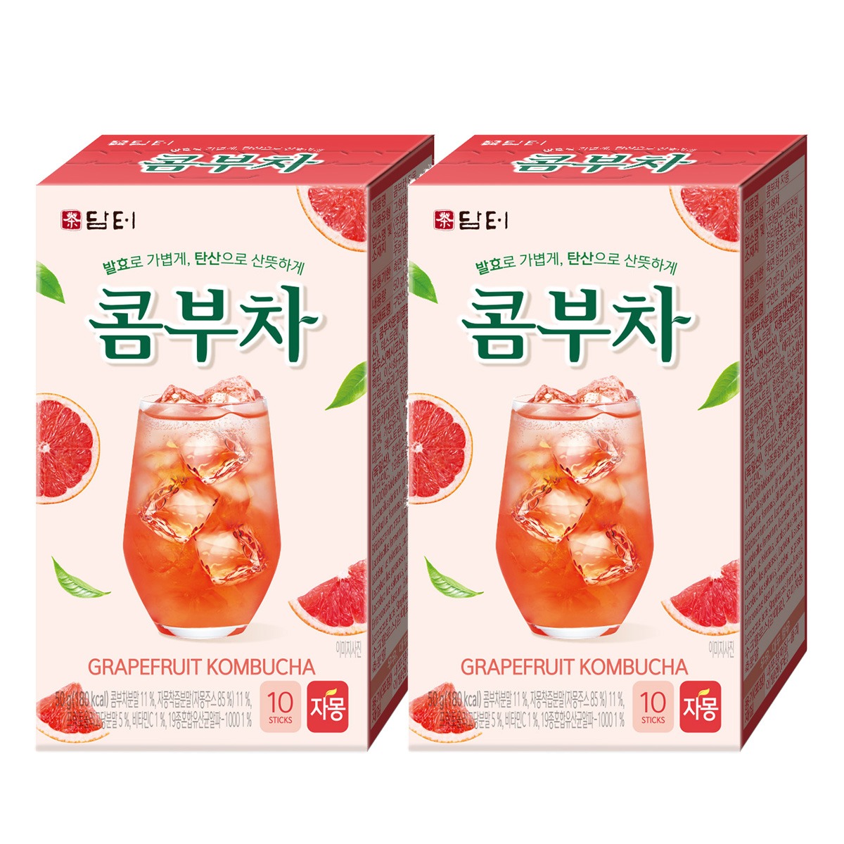 Get Damtuh Kombucha Powder Tea with Grapefruit 2 Boxes, Zero Sugar, Low