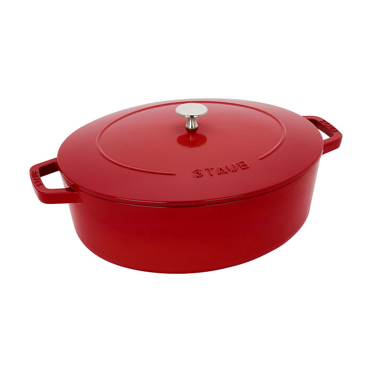 Staub 浅椭圆形荷兰锅 6.25 夸脱/樱桃红