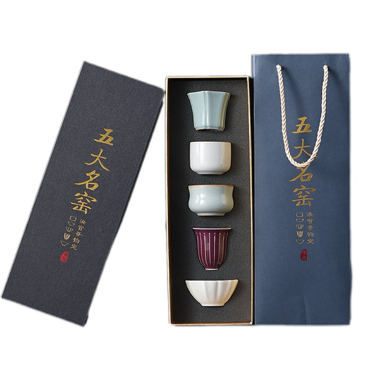 五大名窑茶杯套装 高档品茗杯 茶盏 家用办公送礼 1 盒
