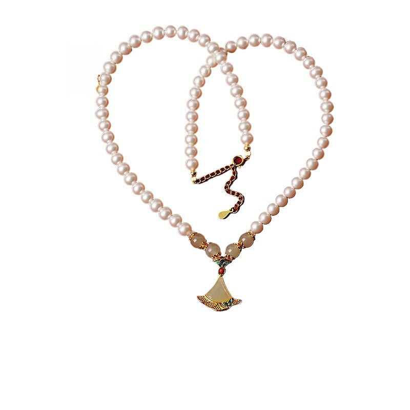 Hotan Jade Pearl Pendant Necklace 22*17mm 1 box