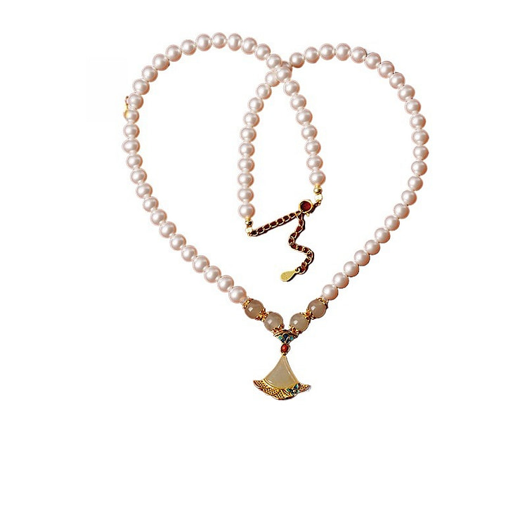 Hotan Jade Pearl Pendant Necklace 22*17mm 1 box