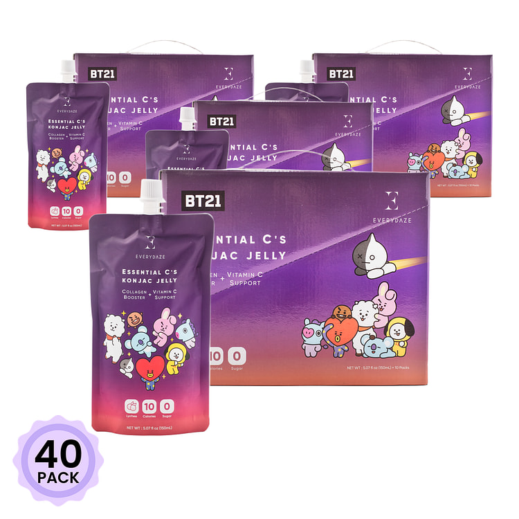 Everydaze X BT21: Essential C's 胶原蛋白 维生素C 魔芋果冻 荔枝味 150 毫升*40 包