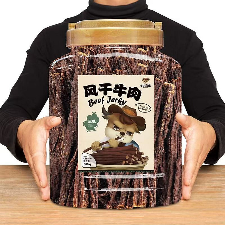 小牛拉图 内蒙古风干手撕牛肉孕妇零食超大桶500g