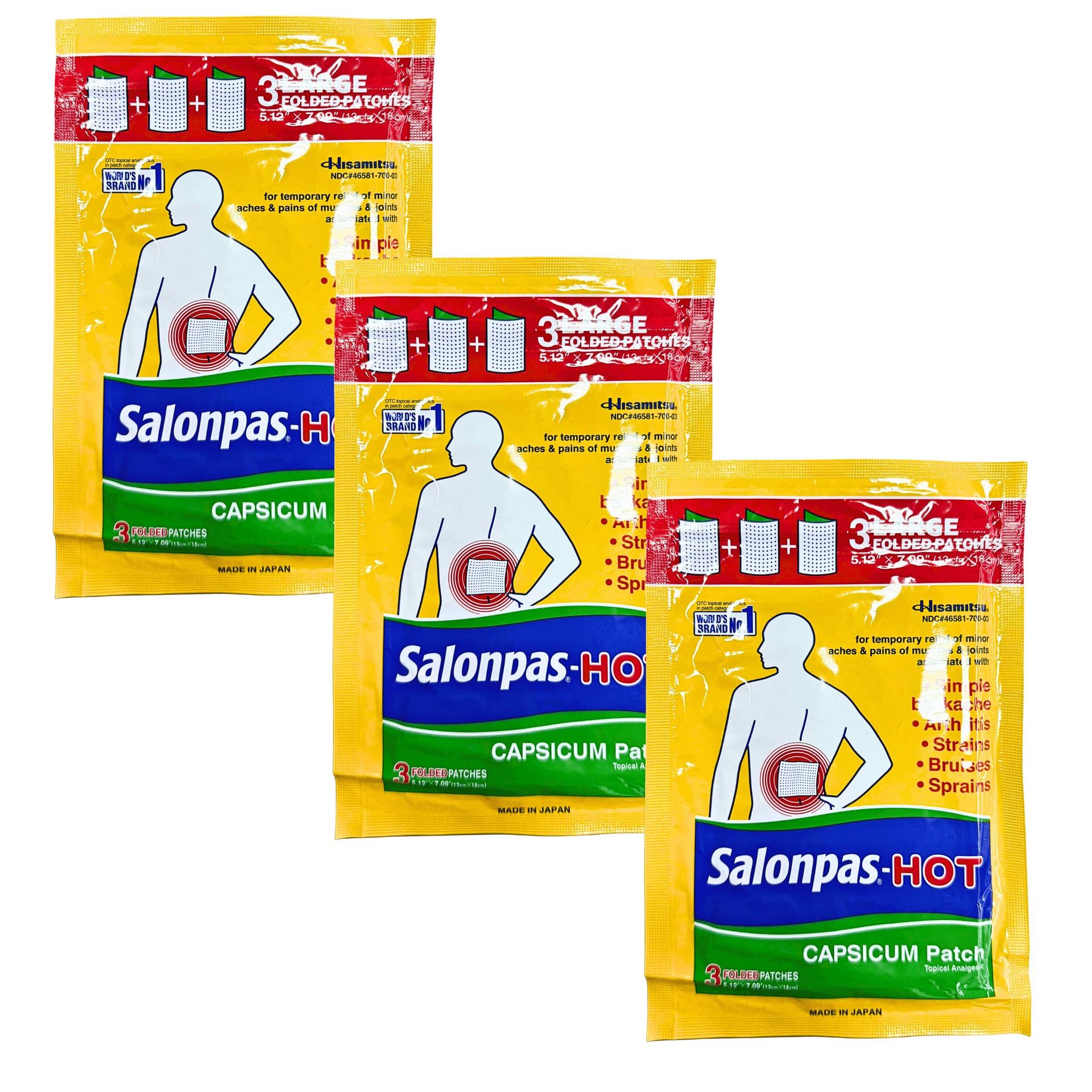 Salonpas Hot Capsicum Patch 3 Patches x 3 Packs 1 each