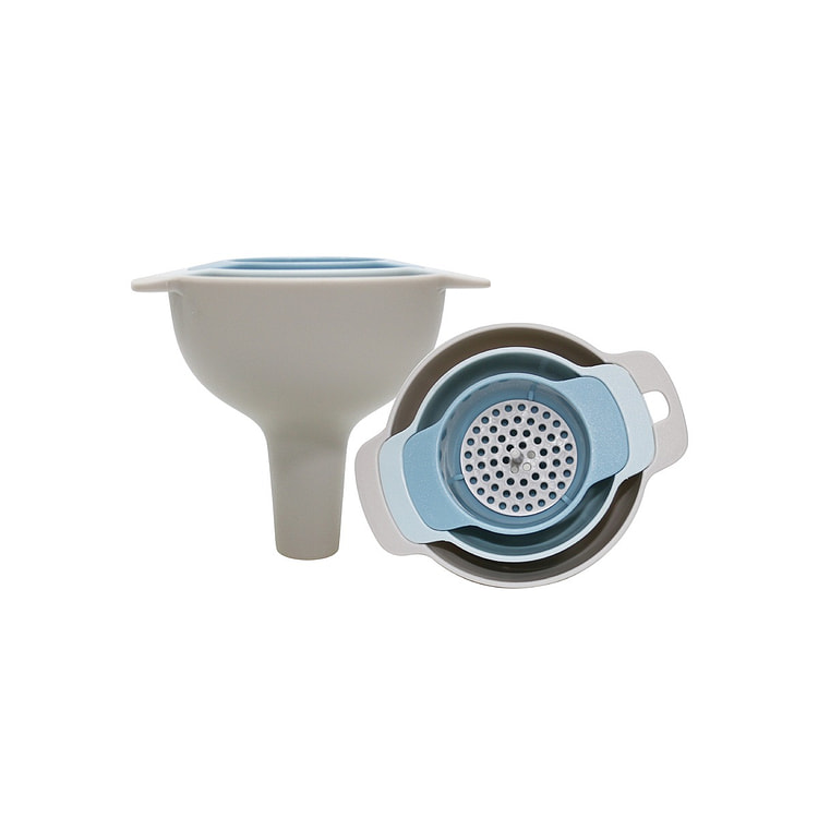 倒油漏斗液体分装过滤器多功能四合一漏斗套装-北欧蓝 1 盒