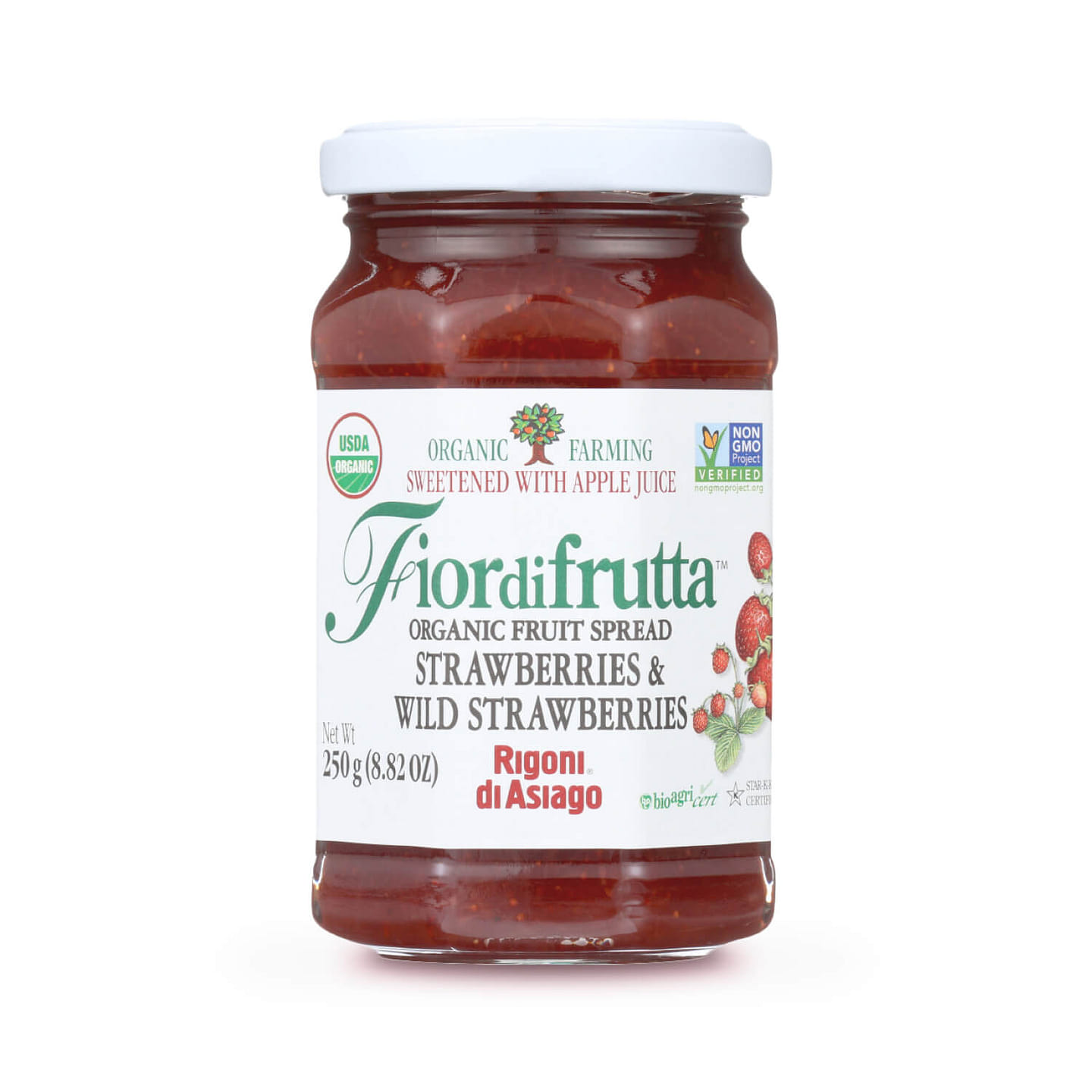 Fior di Frutta Organic Jam – Strawberries and Wild Strawberries 250 g