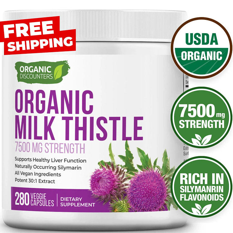 USDA Organic Milk Thistle Extract Capsules, 280 Co 1 can