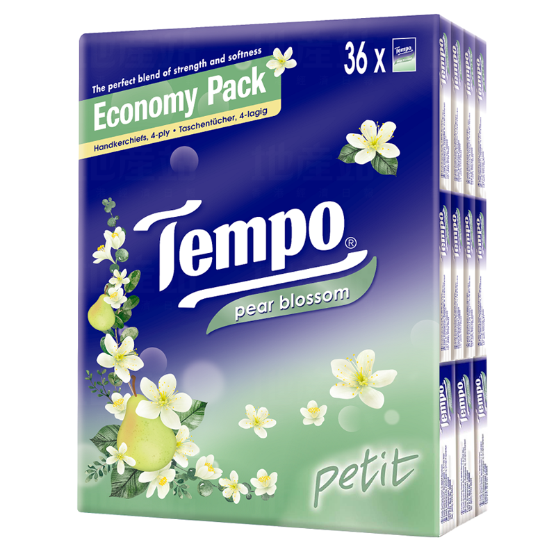 TEMPO Petit Pocket Handkerchiefs Pear Blossom Scent 36's 1 each