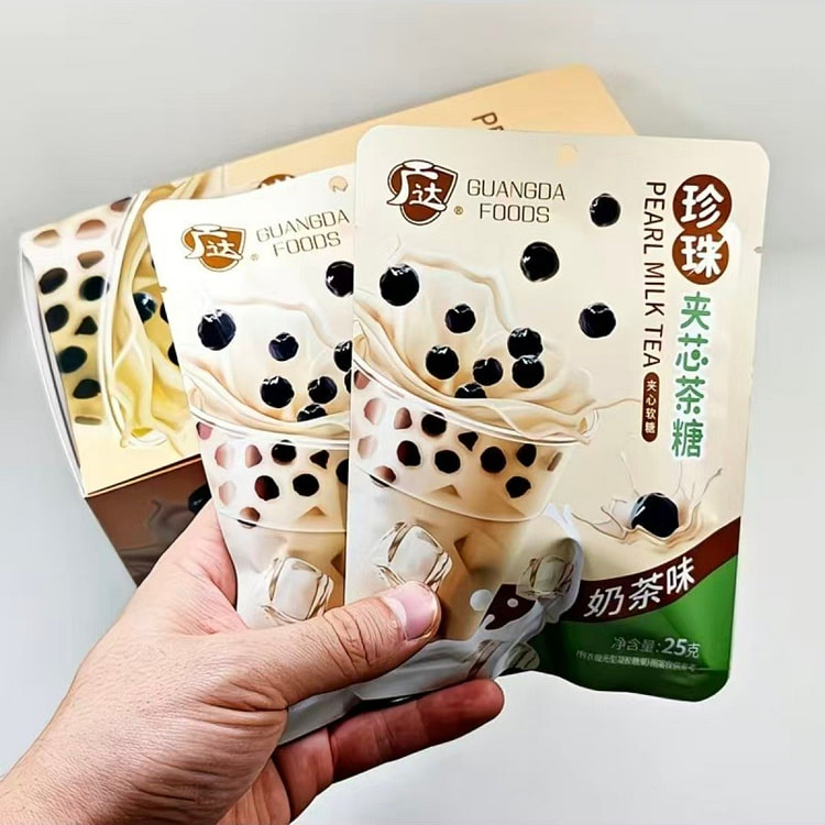 广达珍珠夹心茶糖奶茶味糖果软糖25g*5包 125 克