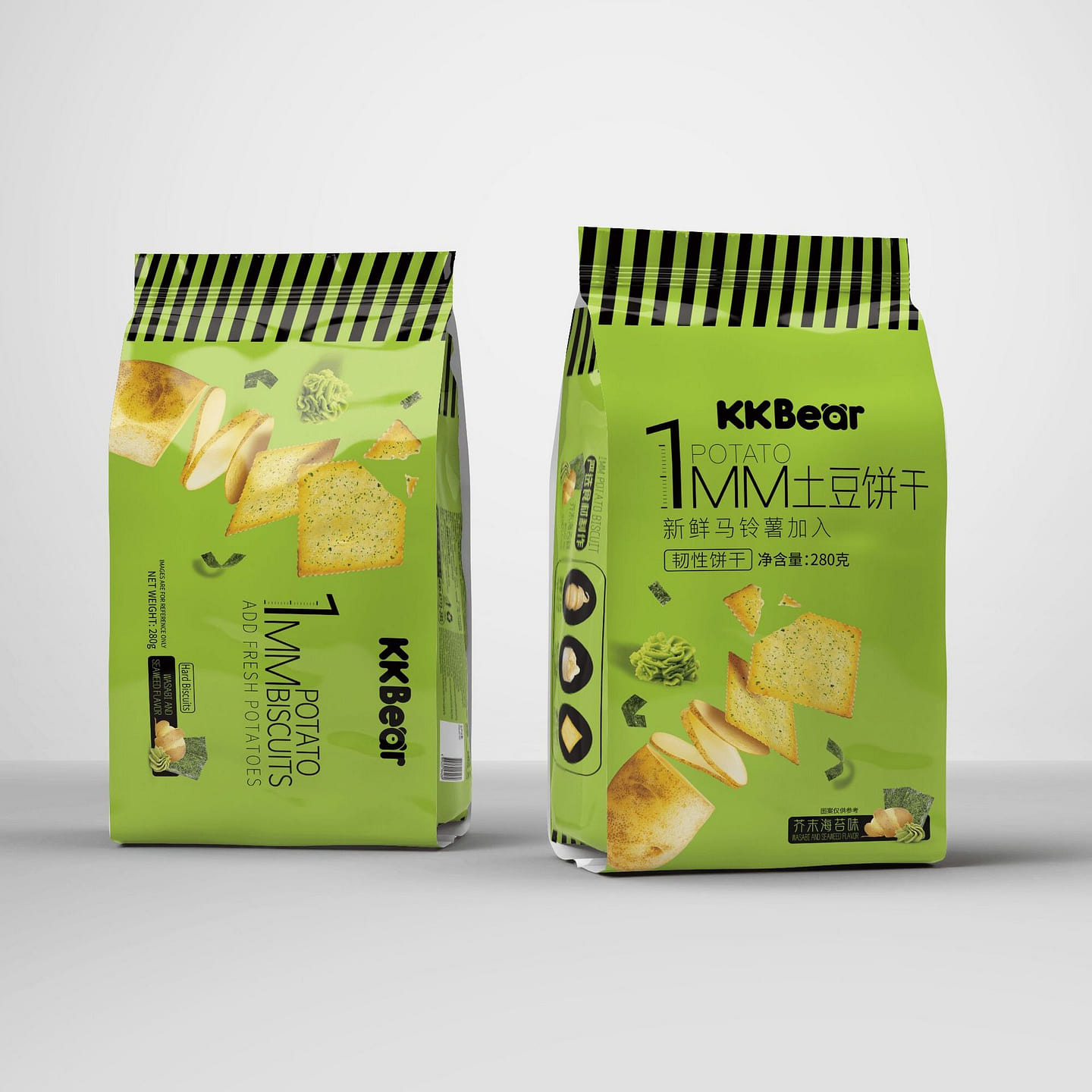 1MM Potato Cracker Wasabi Seaweed Flavor 280g 1 pack