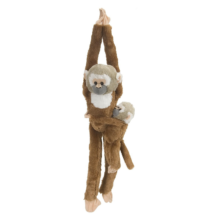 Hanging Squirrel Monkey with Baby Plush - 20"
