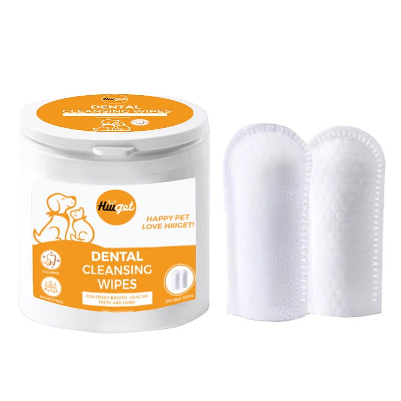 [HiiiGet] PET Dental Cleaning Finger Wipes 50pcs, Coconut milk flavor & 2 Sided 1 box