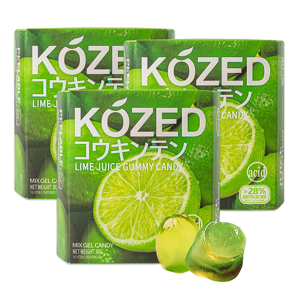 Jin Jin Peeling Lime Gummy Candy Peelable Pure Fruit Flavored Gummy 2.82oz*3 80 g