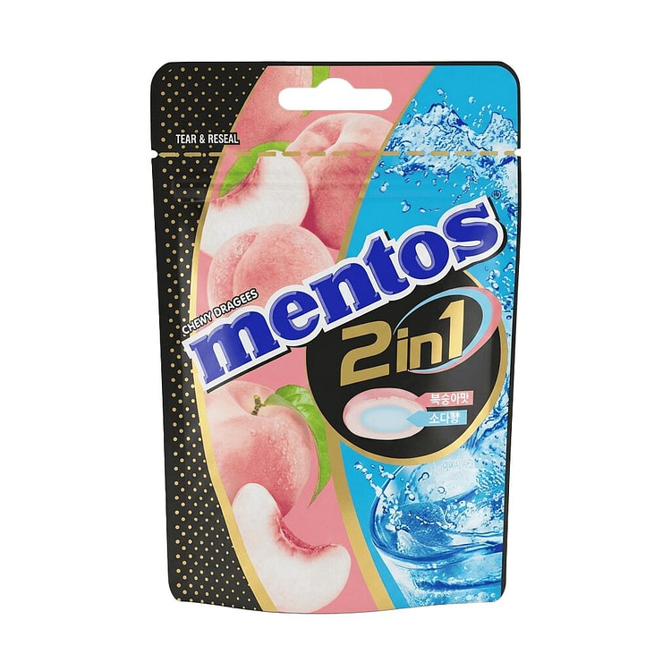 MENTOS 2 in 1 Peach Soda Flv 45g 1 each