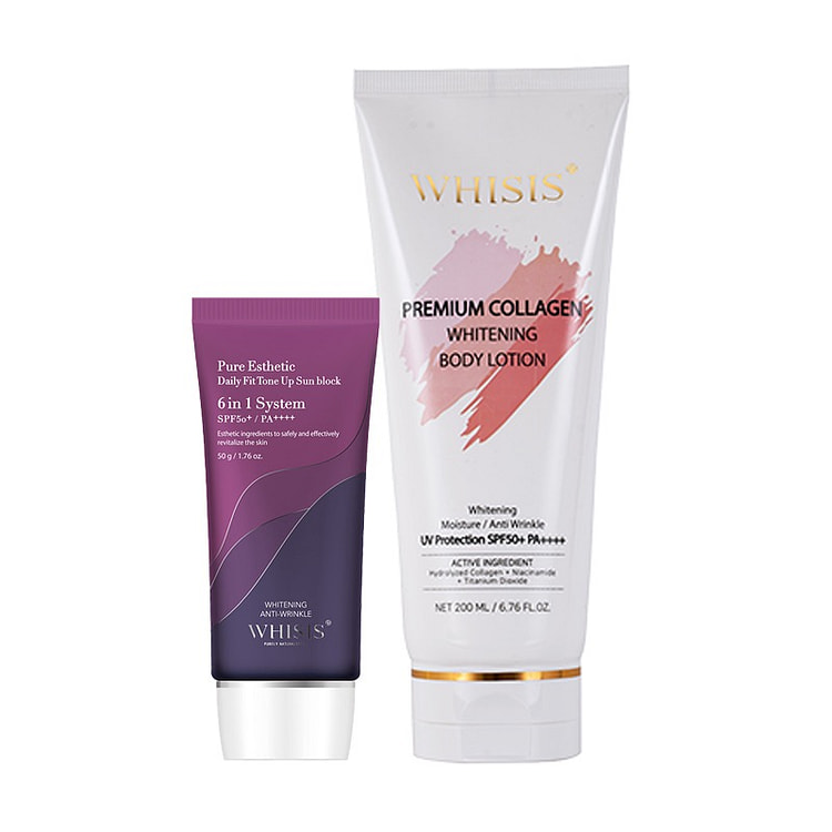 Bộ Sản Phẩm Whisis Kem Chống Nắng Phổ Rộng & Kem Body Nâng Tone SPF50 PA+++
