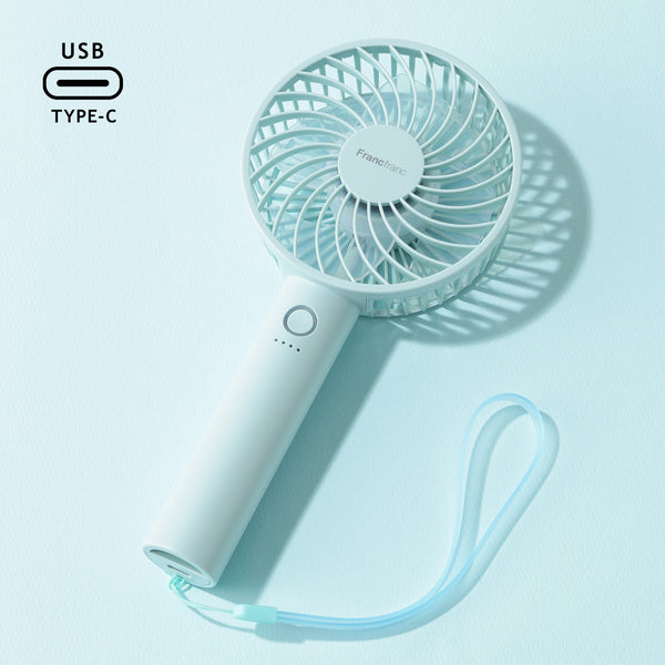 Francfranc FRAIS HANDY FAN シルバーとストラップセット フランフラン フレ ハンディファン ネックストラップ シルバー