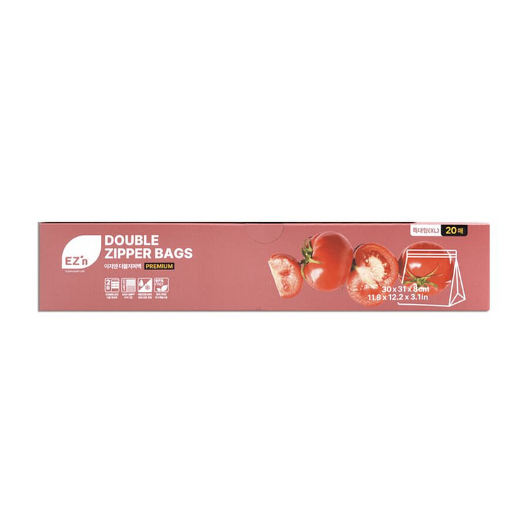 [EZ'n] Premium Double Zipper Bags - XL 20PCS 1 each