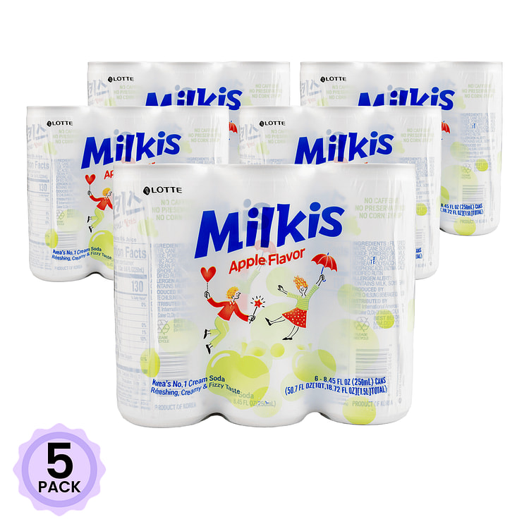 乐天 Milkis 苹果味苏打饮料 250 毫升*6 罐*5 包