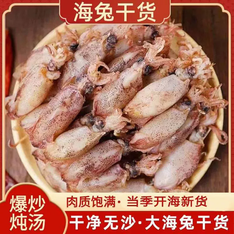 新鲜淡晒小墨鱼仔鱿鱼海兔子满籽笔管鱼干货100g