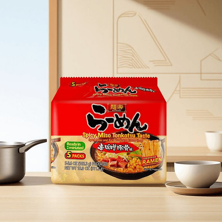 Hikari Menraku Spicy Miso Ramen Tonkotsu - 511.5g 512 g