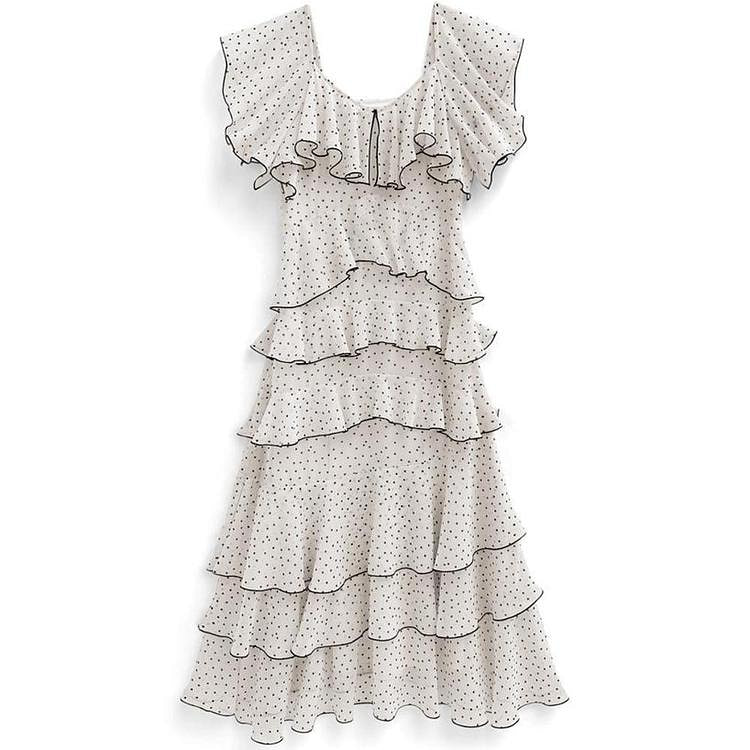 GRL Layered Chiffon Dress Ivory S