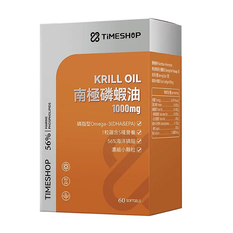 TIMESHOP纯南极磷虾油胶囊 60粒 1 盒